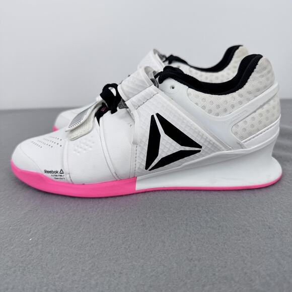 Reebok Legacy Lifter Shoes Womens Size 5 White Pink Weightlifting Power Gym - Picture 1 of 13
